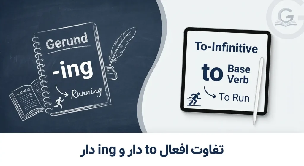 تفاوت افعال to دار و ing دار: راهنمای کامل گرامر gerund