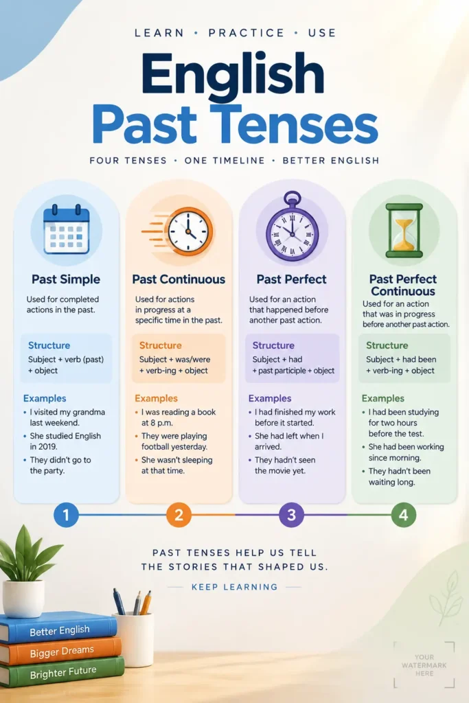 آموزش زمان‌های گذشته (Past Tenses) با مثال
